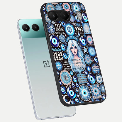  Angel Aura Shield phone case For Oneplus Nord 4 showing premium glass back cover with detailed artwork