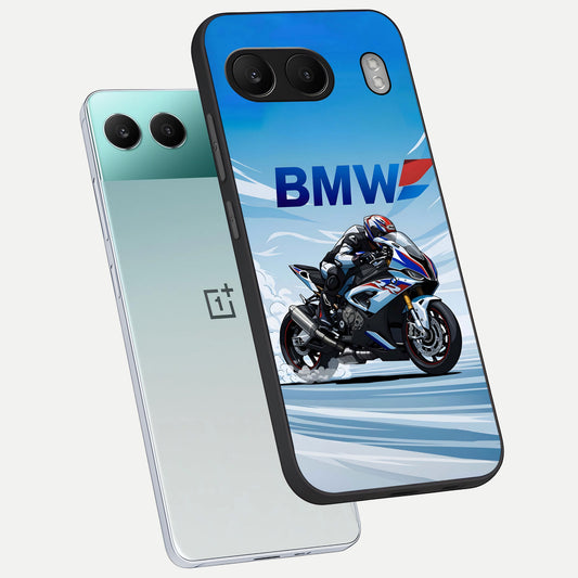 BMW Power Drift phone case For Oneplus Nord 4 showing premium glass back cover with detailed artwork
