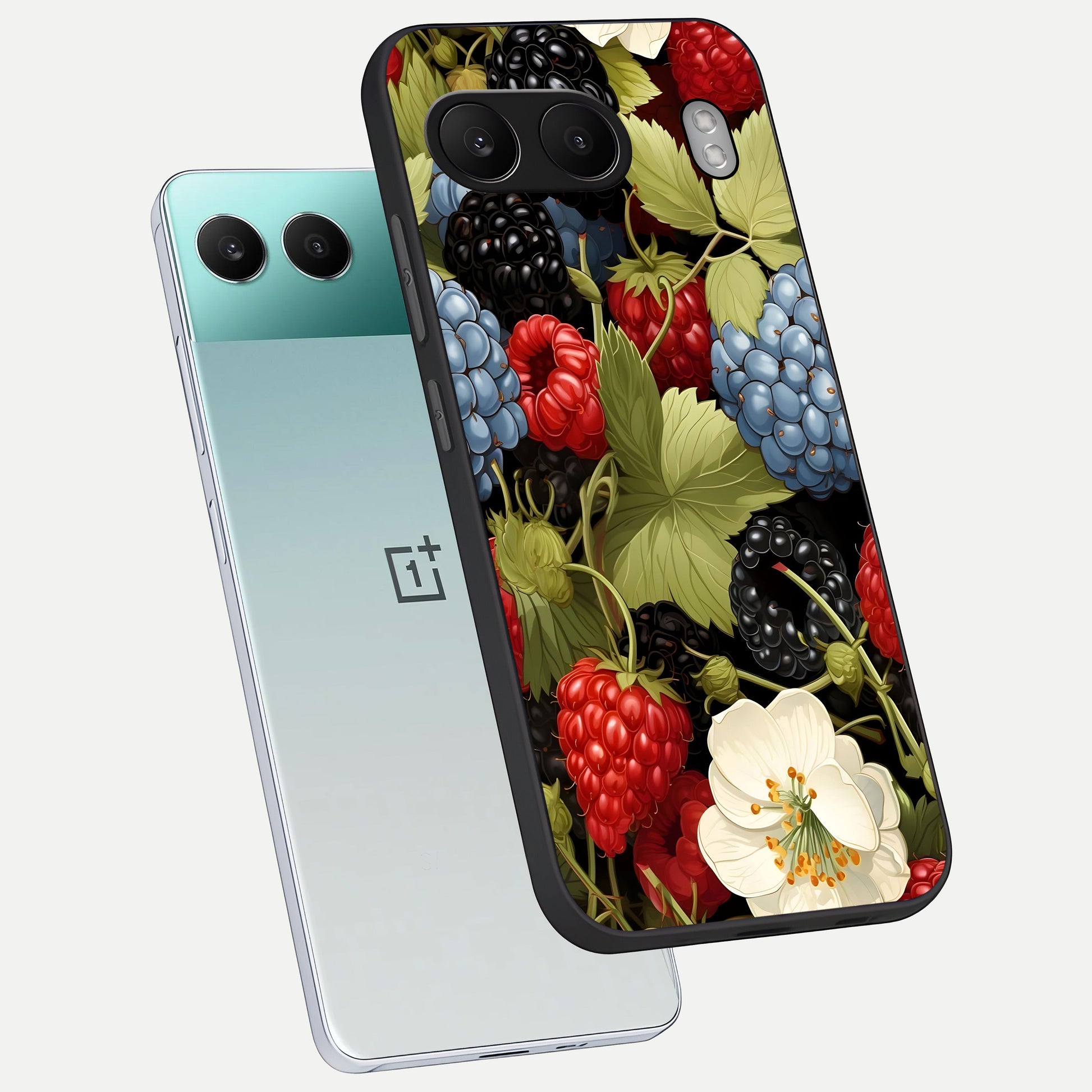  Berry Bloom Charm phone case For Oneplus Nord 4 showing premium glass back cover with detailed artwork