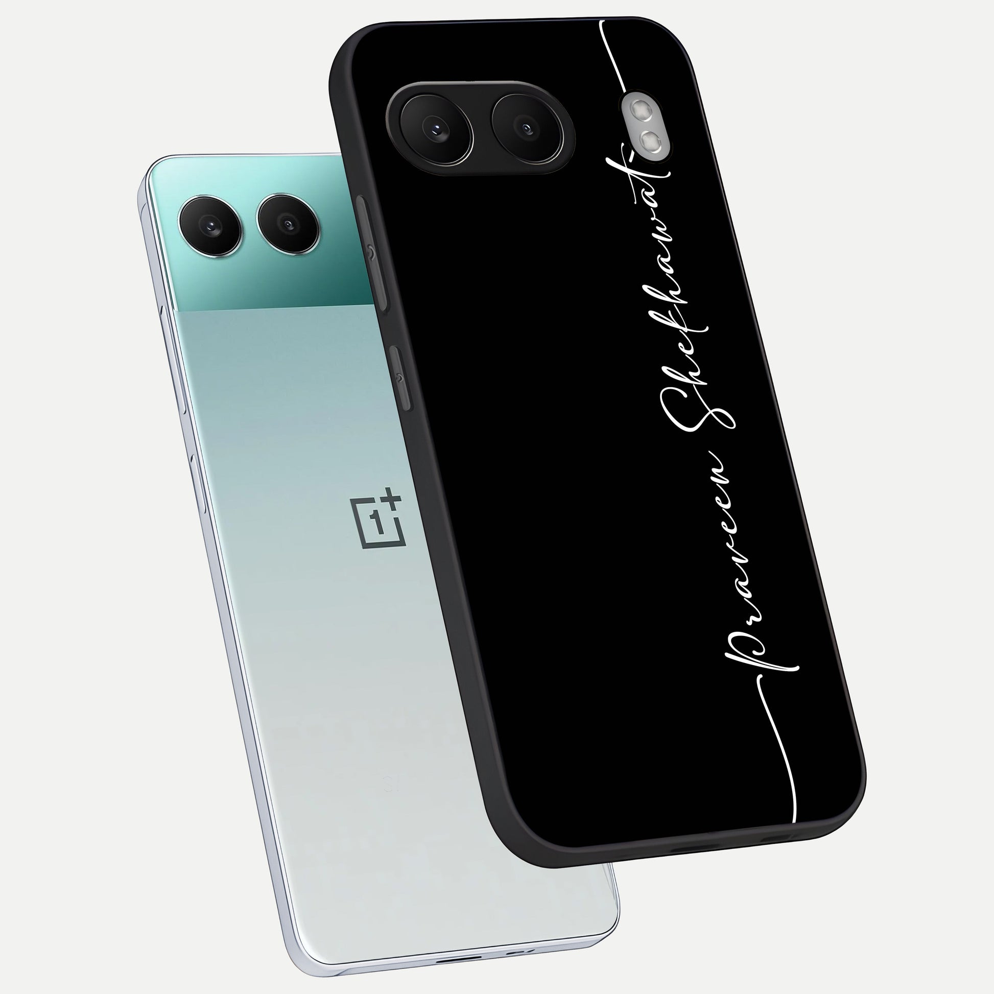  Black Tune Custom Name phone case For Oneplus Nord 4 showing premium glass back cover with detailed artwork