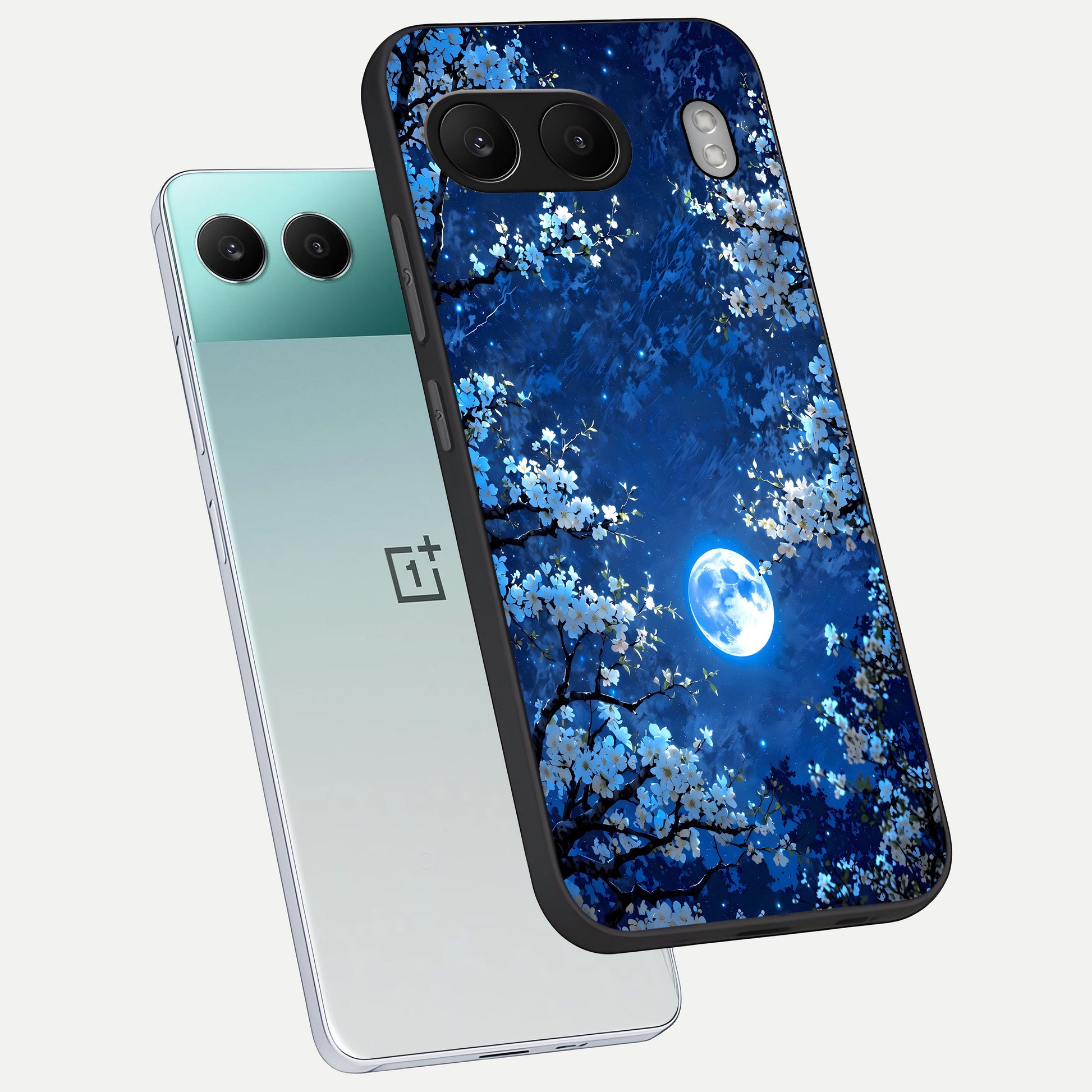  Blossom Moonlight Sky phone case For Oneplus Nord 4 showing premium glass back cover with detailed artwork