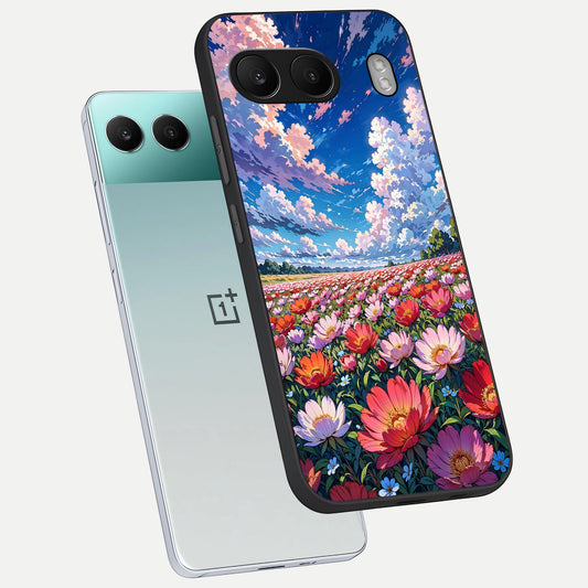  Blossom Sky Field phone case For Oneplus Nord 4 showing premium glass back cover with detailed artwork