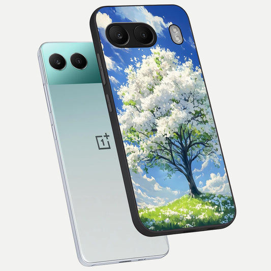  Blossom Sky Serenity phone case For Oneplus Nord 4 showing premium glass back cover with detailed artwork