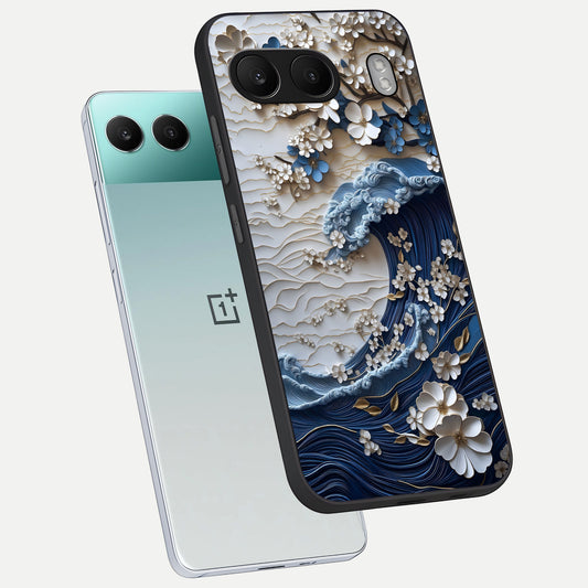  Blossom Wave Art phone case For Oneplus Nord 4 showing premium glass back cover with detailed artwork