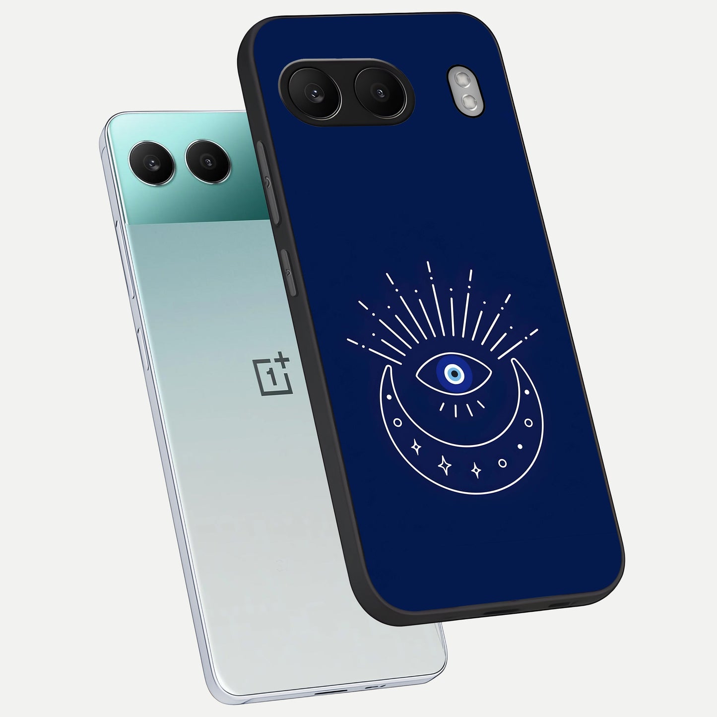  Blue Evil Eye phone case For Oneplus Nord 4 showing premium glass back cover with detailed artwork