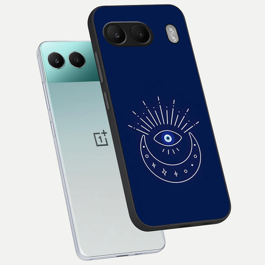  Blue Evil Eye phone case For Oneplus Nord 4 showing premium glass back cover with detailed artwork