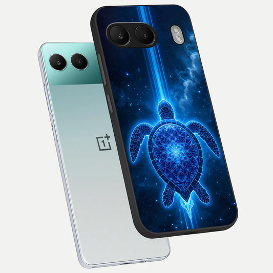  Blue Galaxy Turtle phone case For Oneplus Nord 4 showing premium glass back cover with detailed artwork