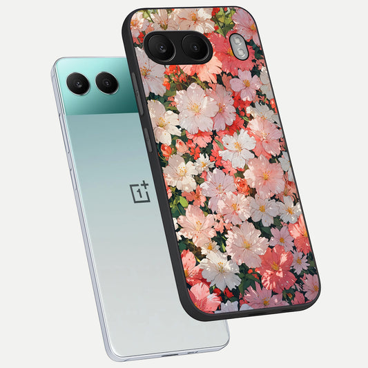  Blush Bloom Field phone case For Oneplus Nord 4 showing premium glass back cover with detailed artwork