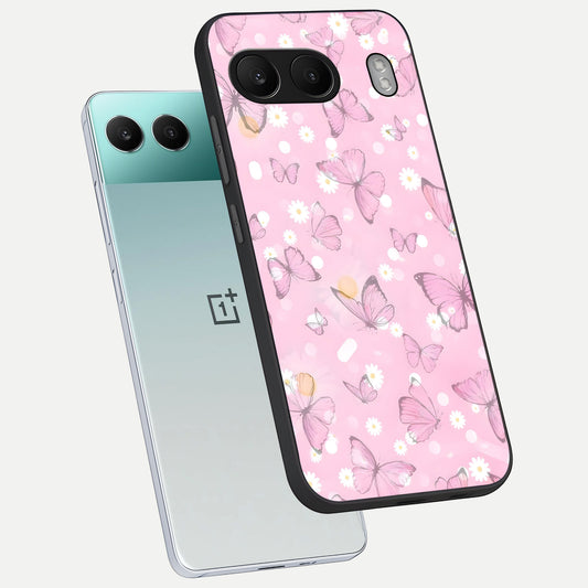 Blush Butterfly Garden phone case For Oneplus Nord 4 showing premium glass back cover with detailed artwork