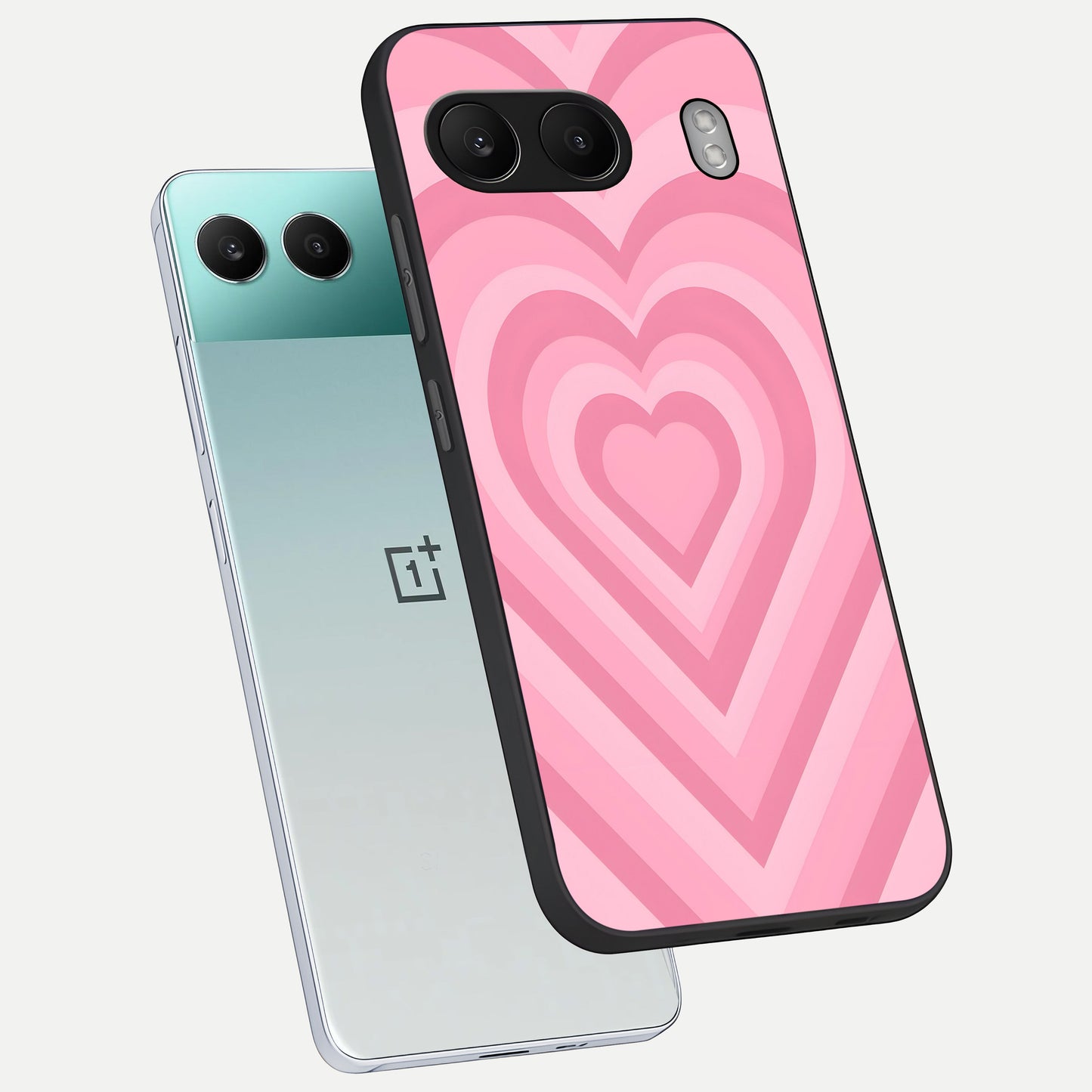  Blush Heart Waves phone case For Oneplus Nord 4 showing premium glass back cover with detailed artwork
