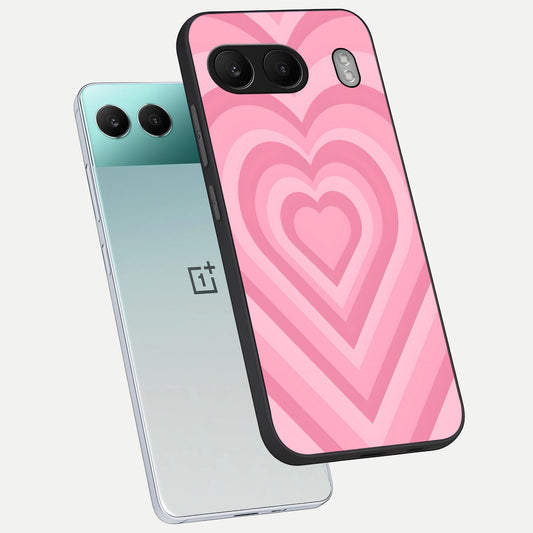  Blush Heart Waves phone case For Oneplus Nord 4 showing premium glass back cover with detailed artwork