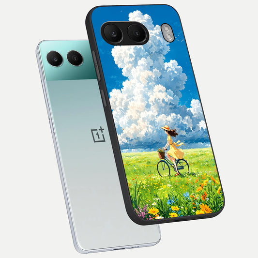  Breezy Meadow Ride phone case For Oneplus Nord 4 showing premium glass back cover with detailed artwork
