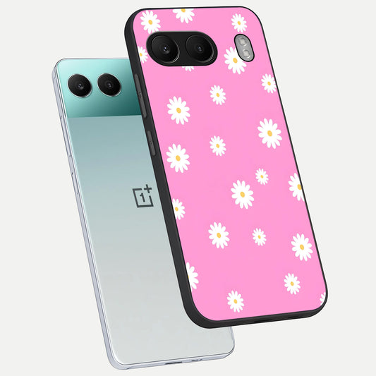  Bubblegum Daisy Pop phone case For Oneplus Nord 4 showing premium glass back cover with detailed artwork