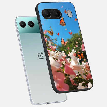  Butterflies In Bloom Sky phone case For Oneplus Nord 4 showing premium glass back cover with detailed artwork