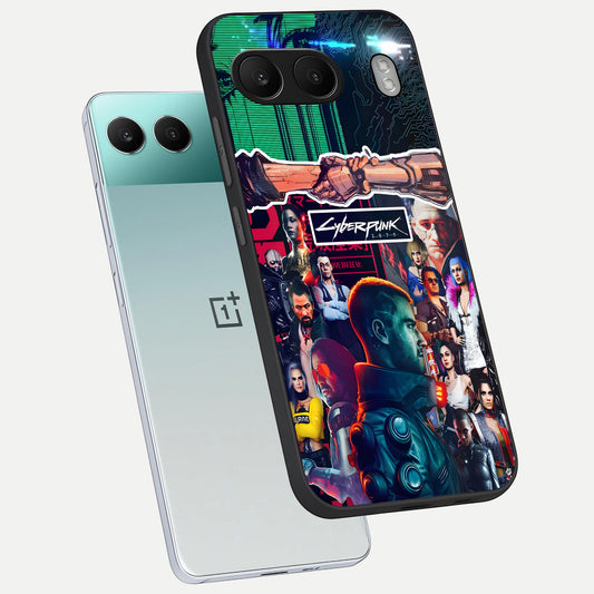  CYBERPUNK Legacy phone case For Oneplus Nord 4 showing premium glass back cover with detailed artwork