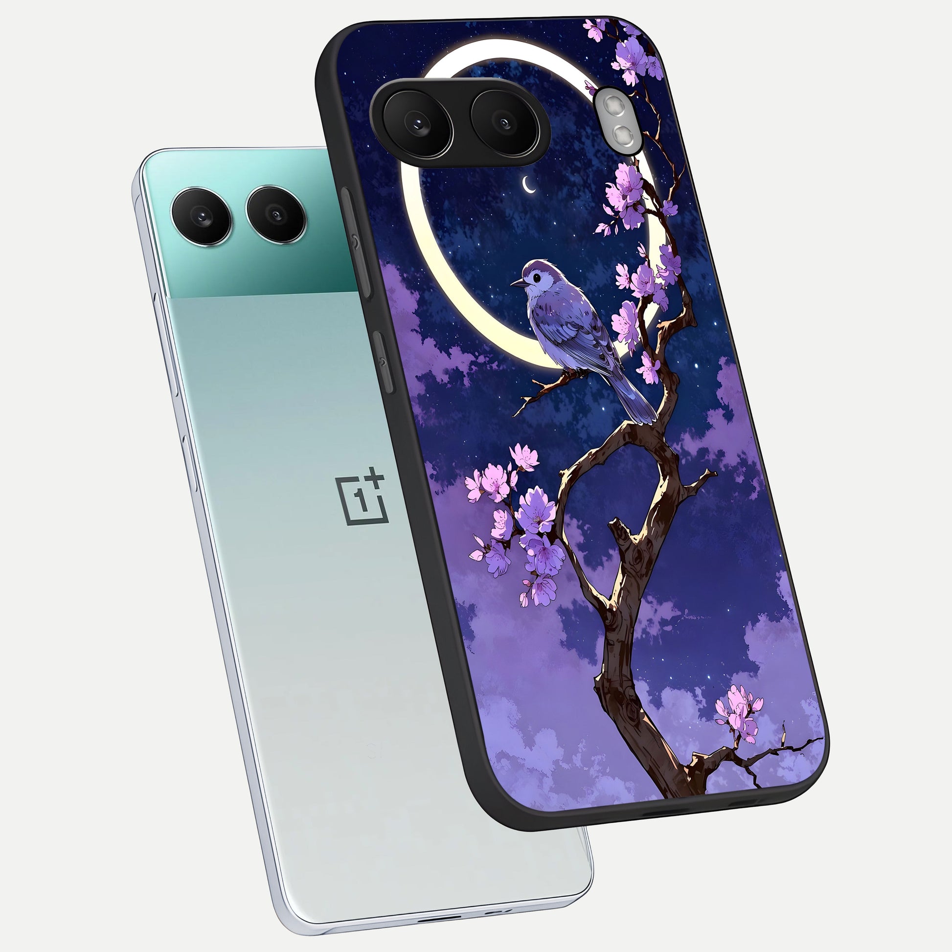  Celestial Bird Blossom phone case For Oneplus Nord 4 showing premium glass back cover with detailed artwork