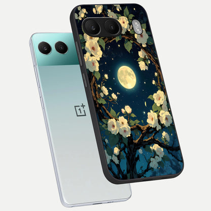  Celestial Moon And Flower phone case For Oneplus Nord 4 showing premium glass back cover with detailed artwork