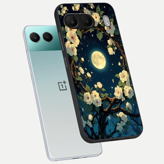  Celestial Moon And Flower phone case For Oneplus Nord 4 showing premium glass back cover with detailed artwork