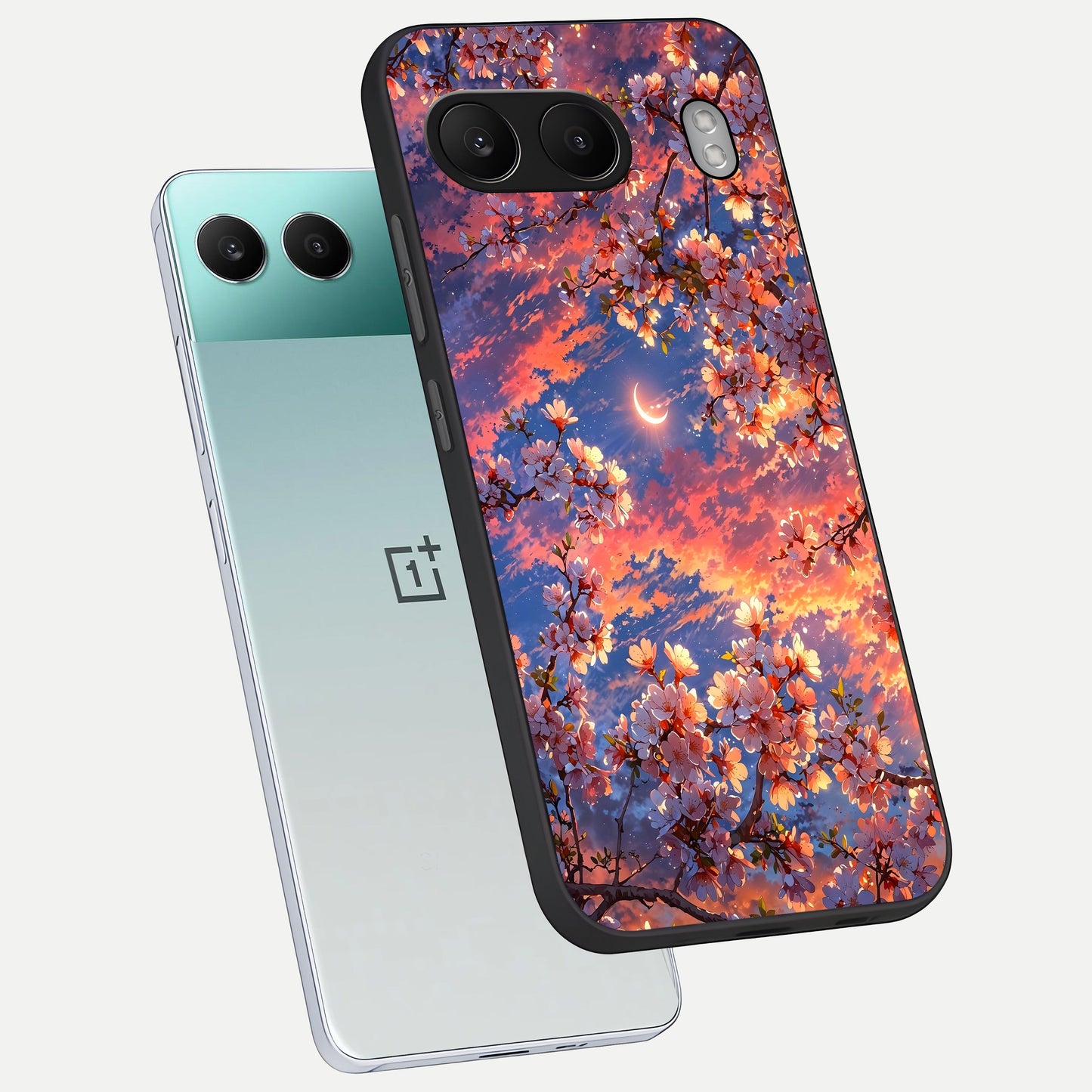  Celestial Sakura Sunset phone case For Oneplus Nord 4 showing premium glass back cover with detailed artwork