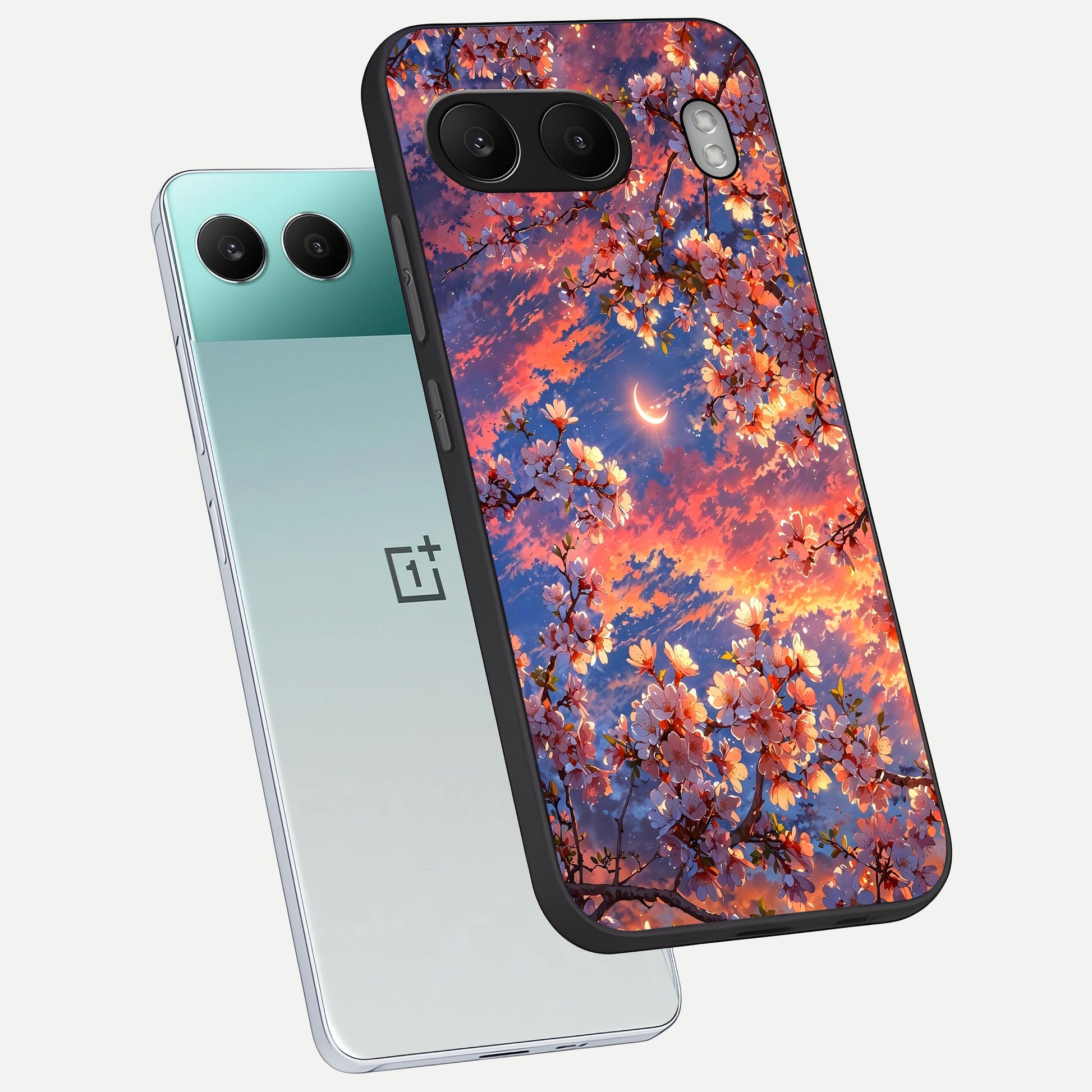  Celestial Sakura Sunset phone case For Oneplus Nord 4 showing premium glass back cover with detailed artwork