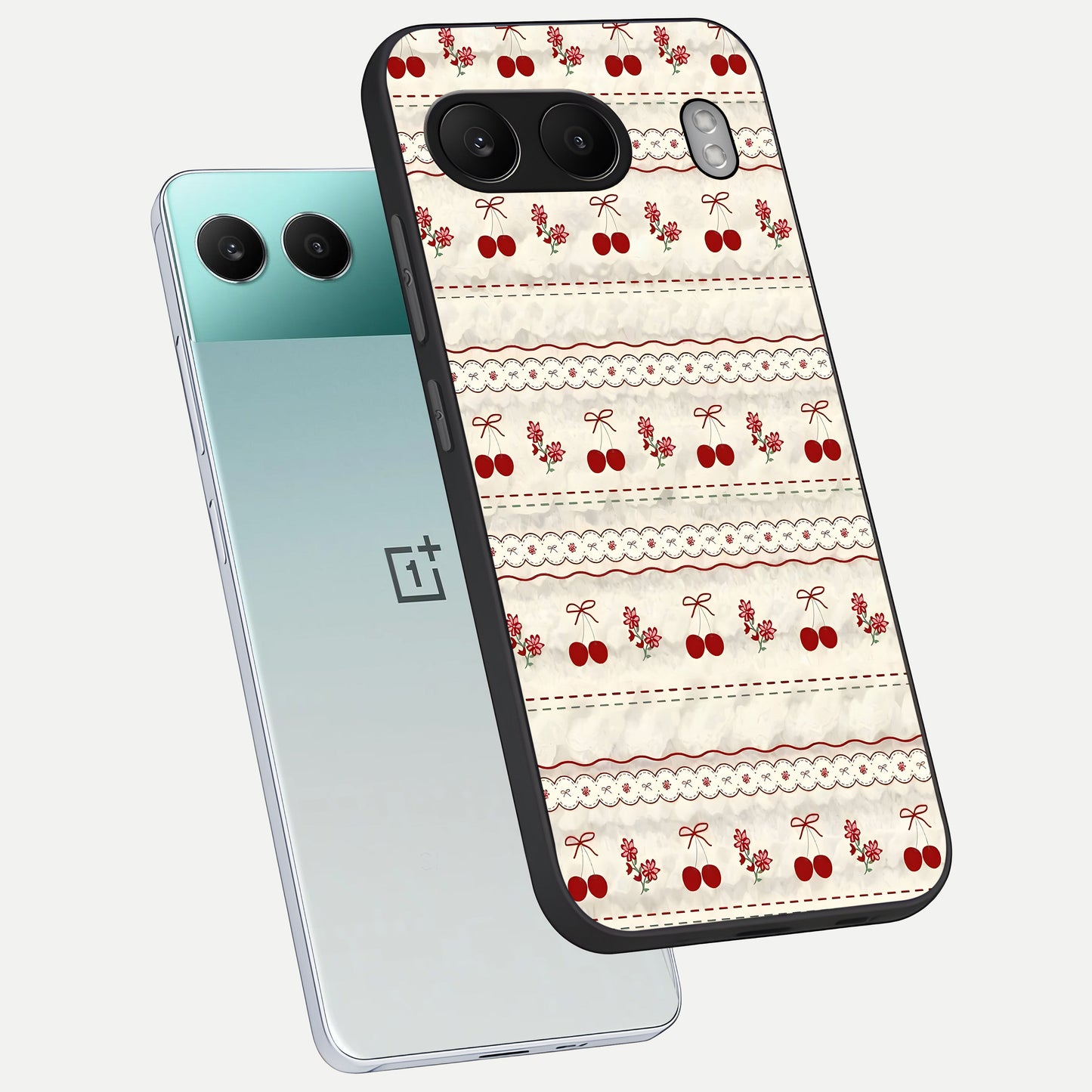  Cherry Bloom Charm phone case For Oneplus Nord 4 showing premium glass back cover with detailed artwork