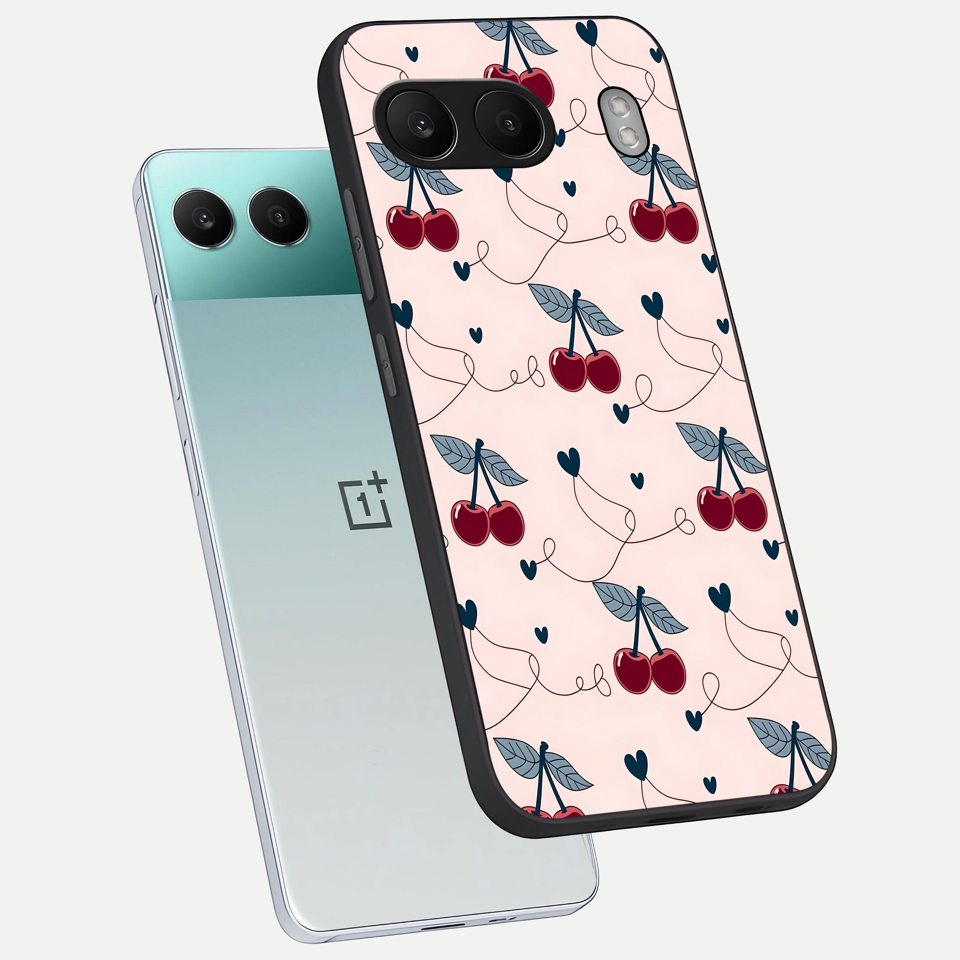  Cherry Heart Line phone case For Oneplus Nord 4 showing premium glass back cover with detailed artwork