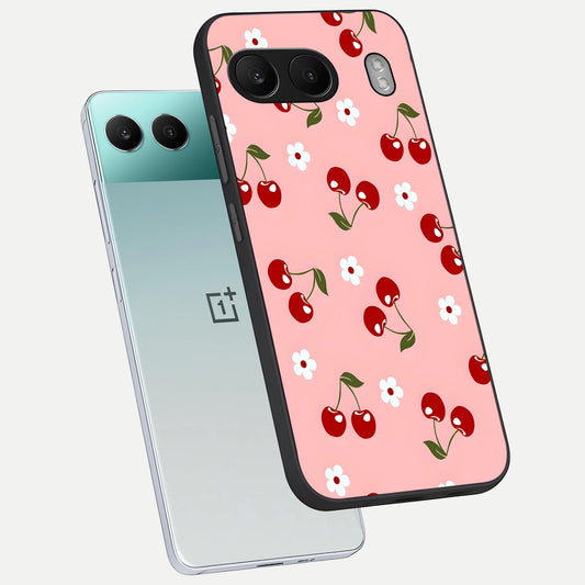  Cherry Love Mood phone case For Oneplus Nord 4 showing premium glass back cover with detailed artwork