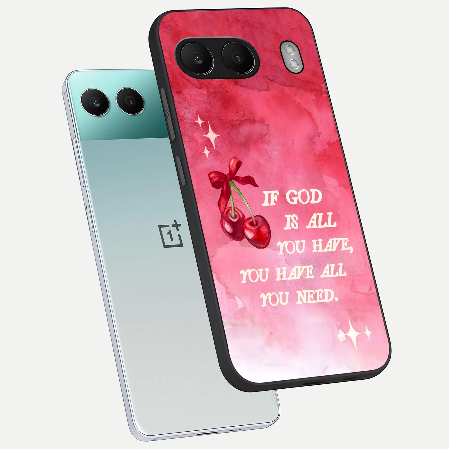  Cherry Quote phone case For Oneplus Nord 4 showing premium glass back cover with detailed artwork
