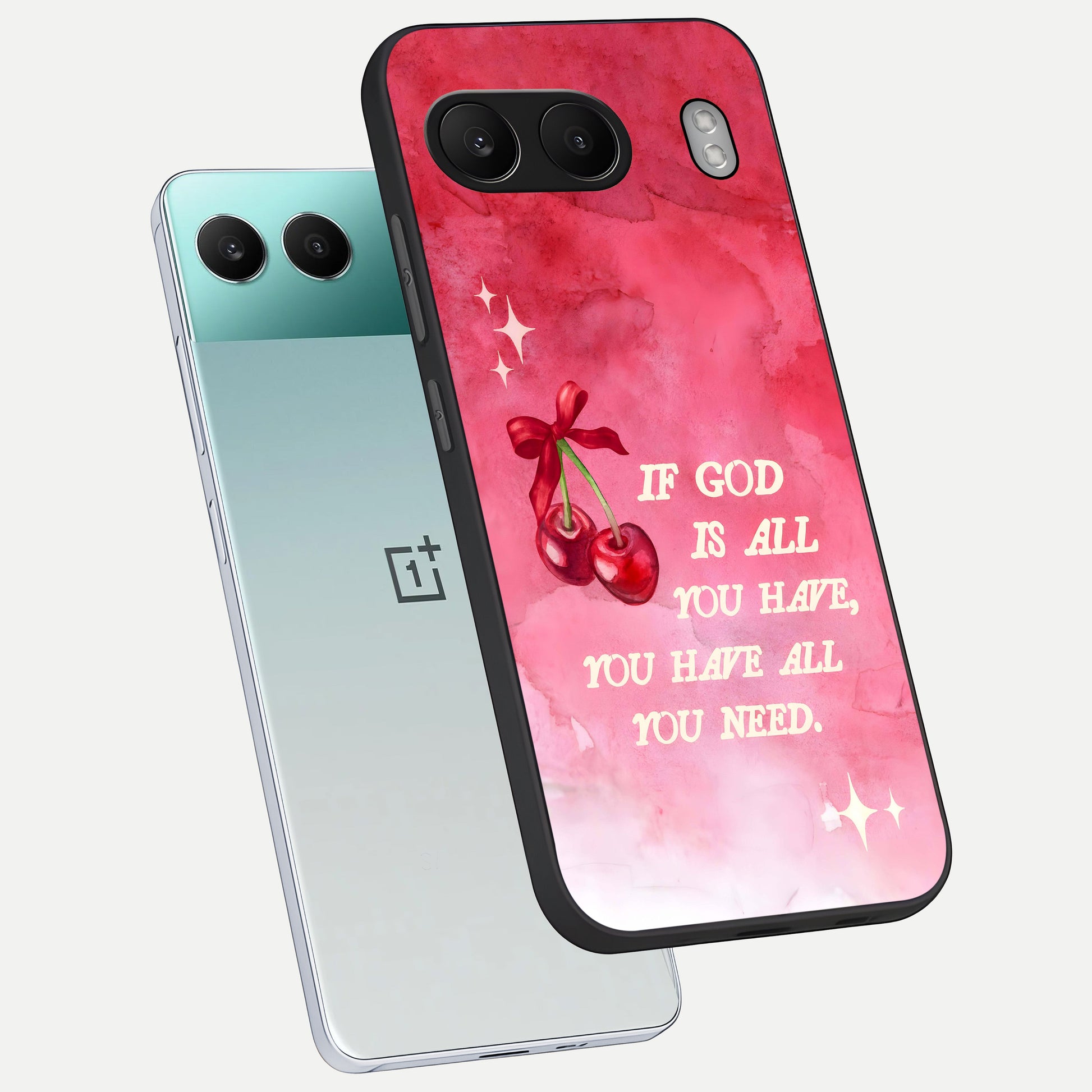  Cherry Quote phone case For Oneplus Nord 4 showing premium glass back cover with detailed artwork