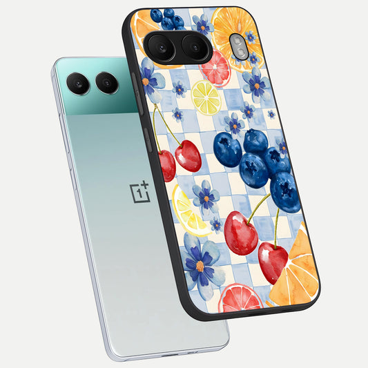  Citrus Bloom Joy phone case For Oneplus Nord 4 showing premium glass back cover with detailed artwork