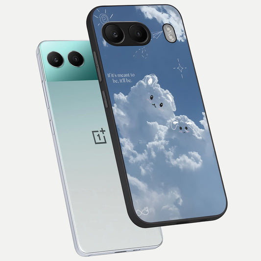  Cloud Bunny Dreams phone case For Oneplus Nord 4 showing premium glass back cover with detailed artwork