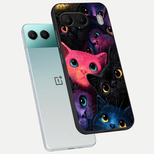  Cosmic Cats Dreams phone case For Oneplus Nord 4 showing premium glass back cover with detailed artwork