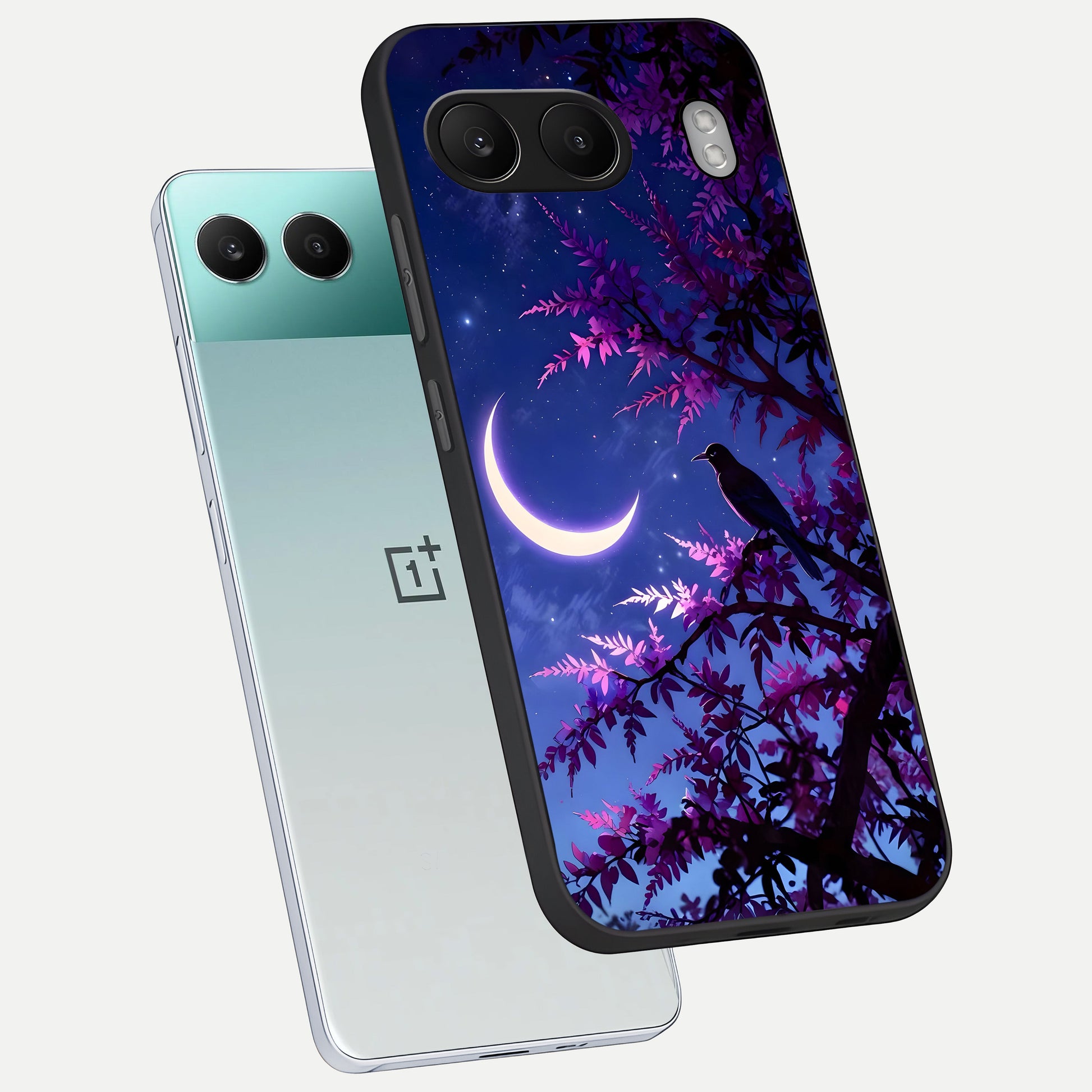  Crow And Moon Scenery phone case For Oneplus Nord 4 showing premium glass back cover with detailed artwork
