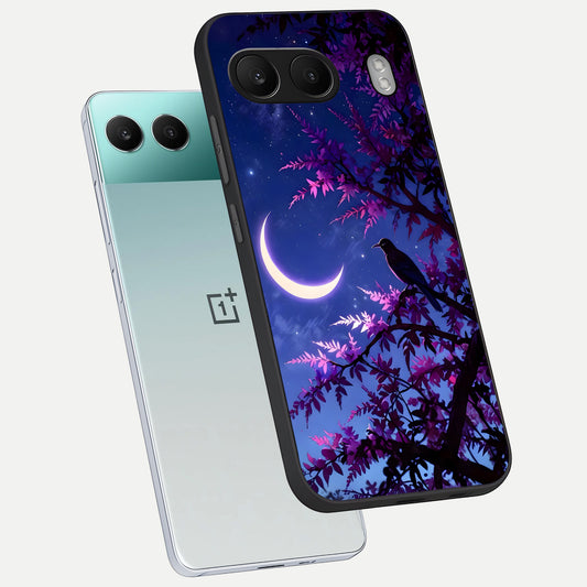  Crow And Moon Scenery phone case For Oneplus Nord 4 showing premium glass back cover with detailed artwork