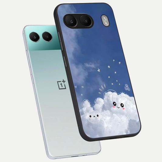  Cute Blossom Cloud phone case For Oneplus Nord 4 showing premium glass back cover with detailed artwork