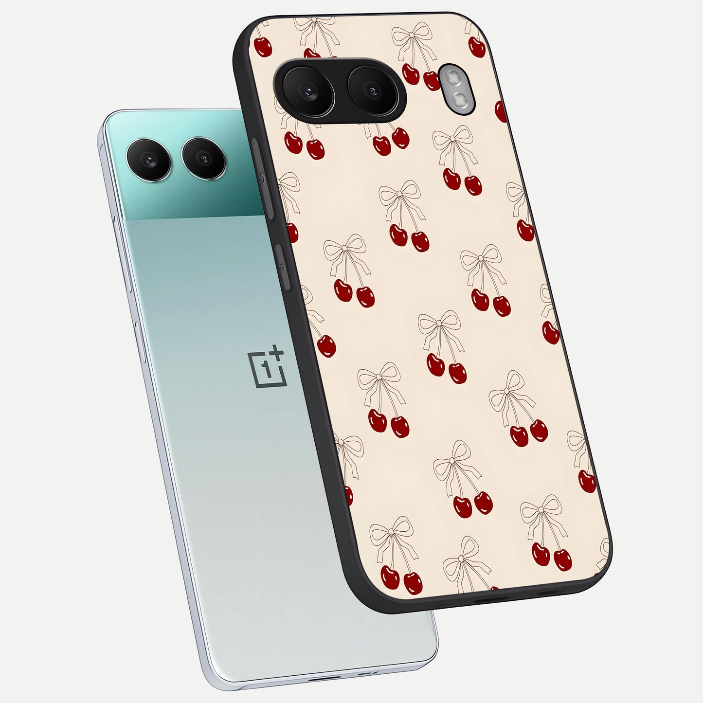  Cute Cherry Pattern phone case For Oneplus Nord 4 showing premium glass back cover with detailed artwork