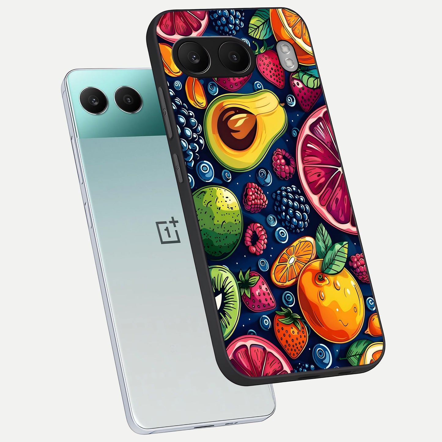  Cute Fruits Art phone case For Oneplus Nord 4 showing premium glass back cover with detailed artwork