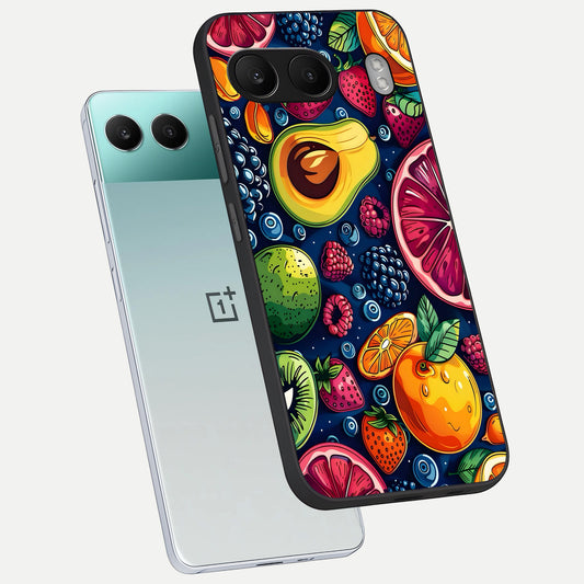  Cute Fruits Art phone case For Oneplus Nord 4 showing premium glass back cover with detailed artwork