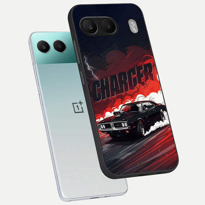  Dark Charger Fury phone case For Oneplus Nord 4 showing premium glass back cover with detailed artwork