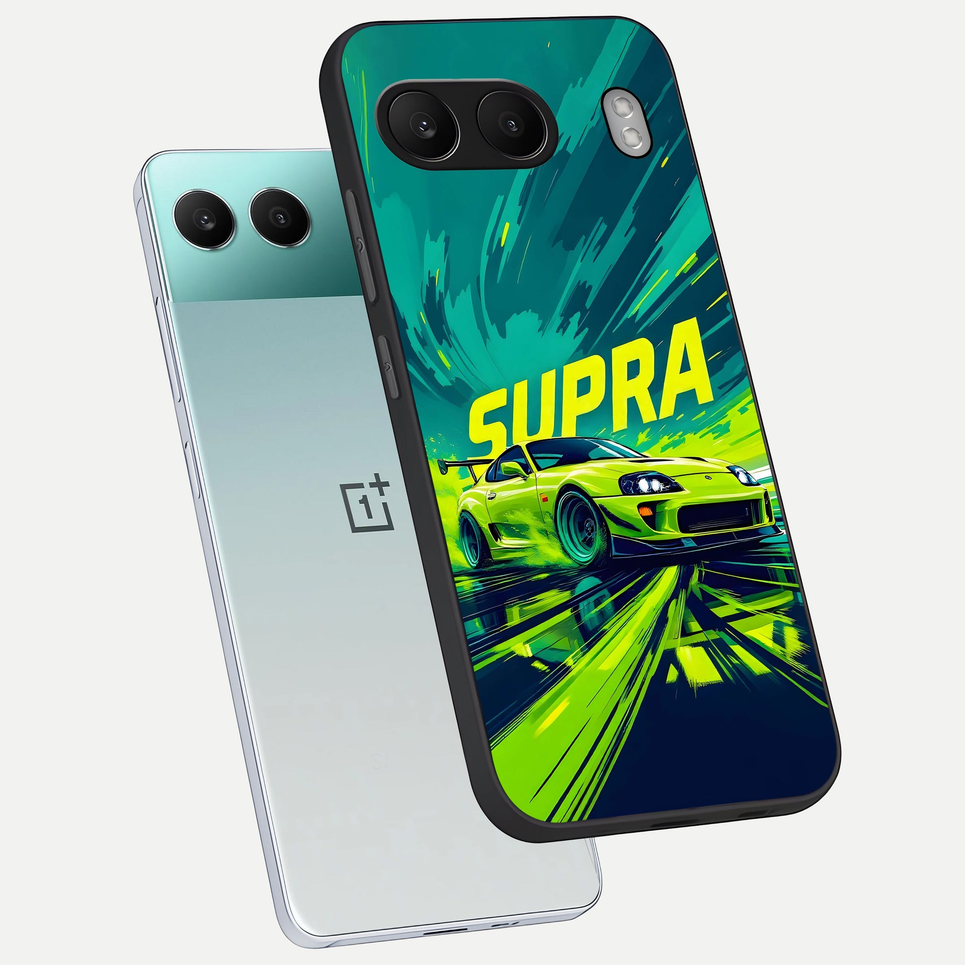  Electric Supra Thunder phone case For Oneplus Nord 4 showing premium glass back cover with detailed artwork