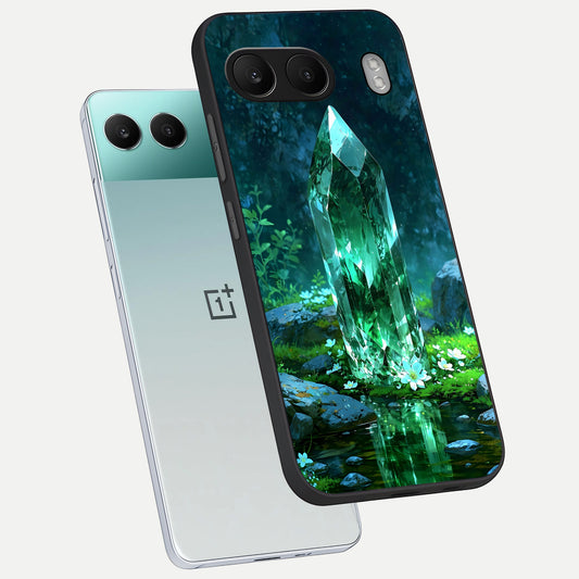  Emerald Light Crystal phone case For Oneplus Nord 4 showing premium glass back cover with detailed artwork