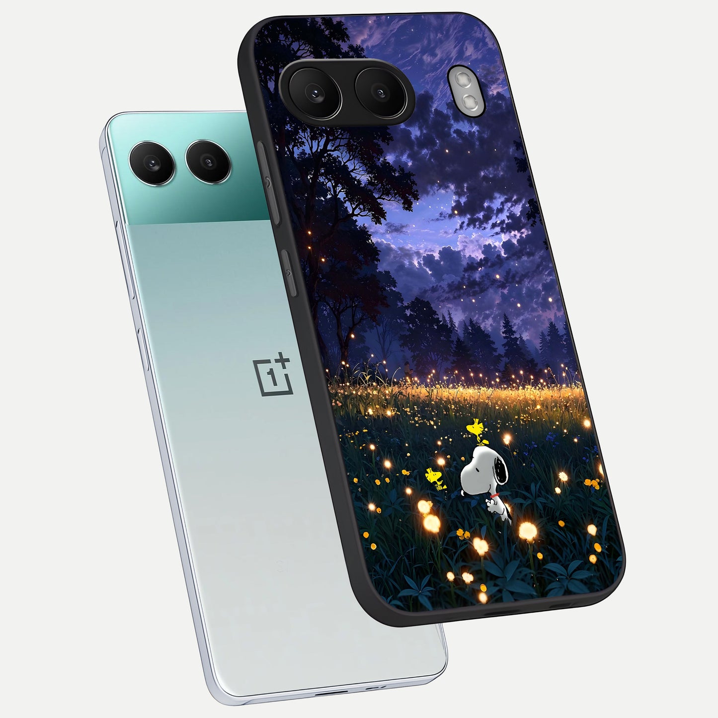  Firefly Meadow Magic phone case For Oneplus Nord 4 showing premium glass back cover with detailed artwork