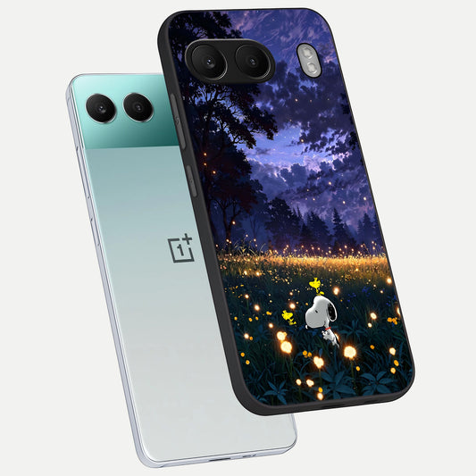  Firefly Meadow Magic phone case For Oneplus Nord 4 showing premium glass back cover with detailed artwork