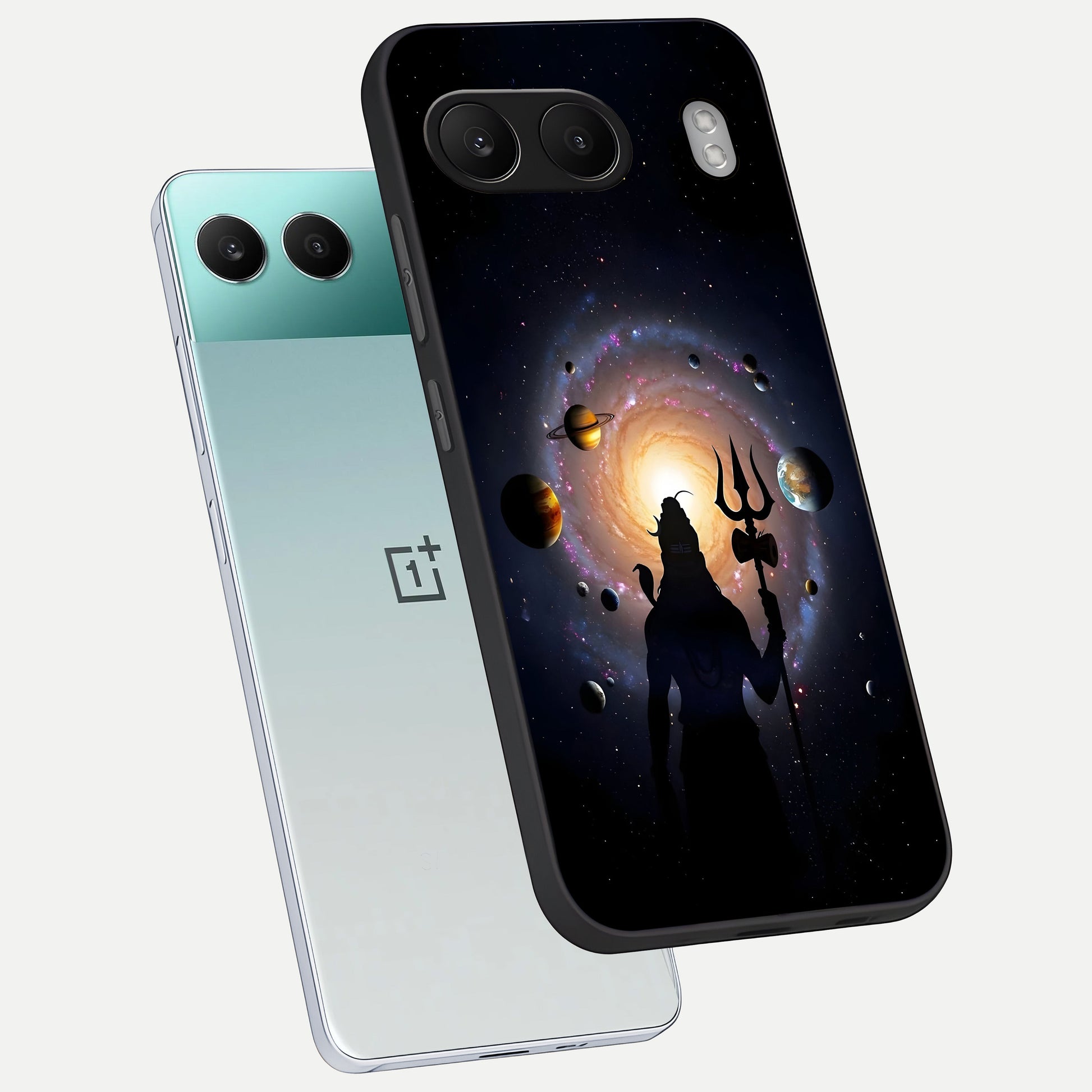  Galactic Shiva Vision phone case For Oneplus Nord 4 showing premium glass back cover with detailed artwork
