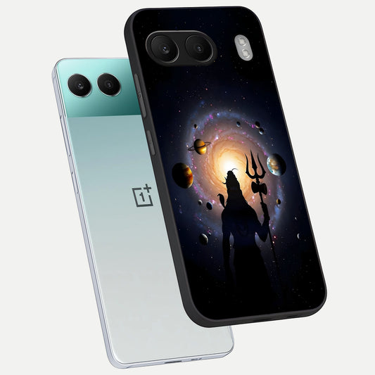  Galactic Shiva Vision phone case For Oneplus Nord 4 showing premium glass back cover with detailed artwork