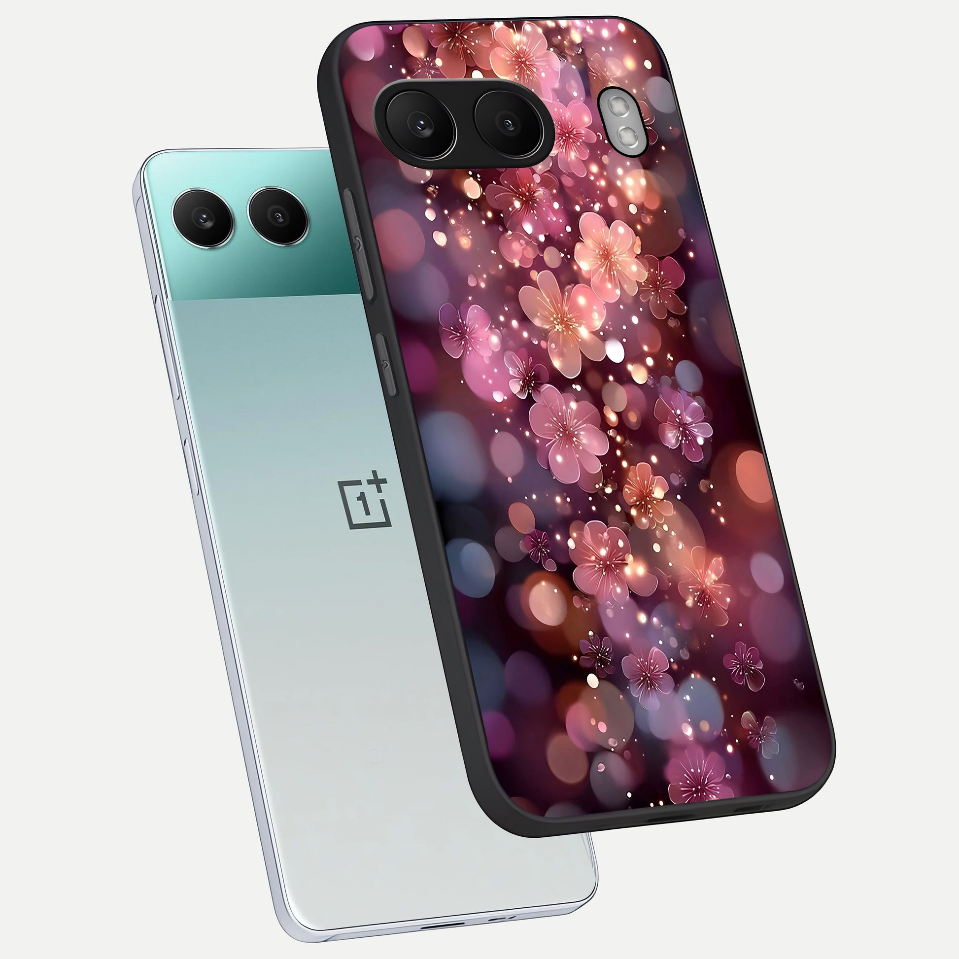  Glowing Petal Bliss phone case For Oneplus Nord 4 showing premium glass back cover with detailed artwork
