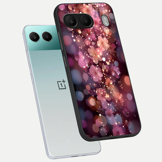  Glowing Petal Bliss phone case For Oneplus Nord 4 showing premium glass back cover with detailed artwork