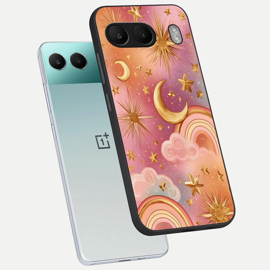  Golden Celestial Dreams phone case For Oneplus Nord 4 showing premium glass back cover with detailed artwork