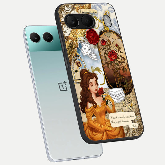  Golden Dream Belle phone case For Oneplus Nord 4 showing premium glass back cover with detailed artwork