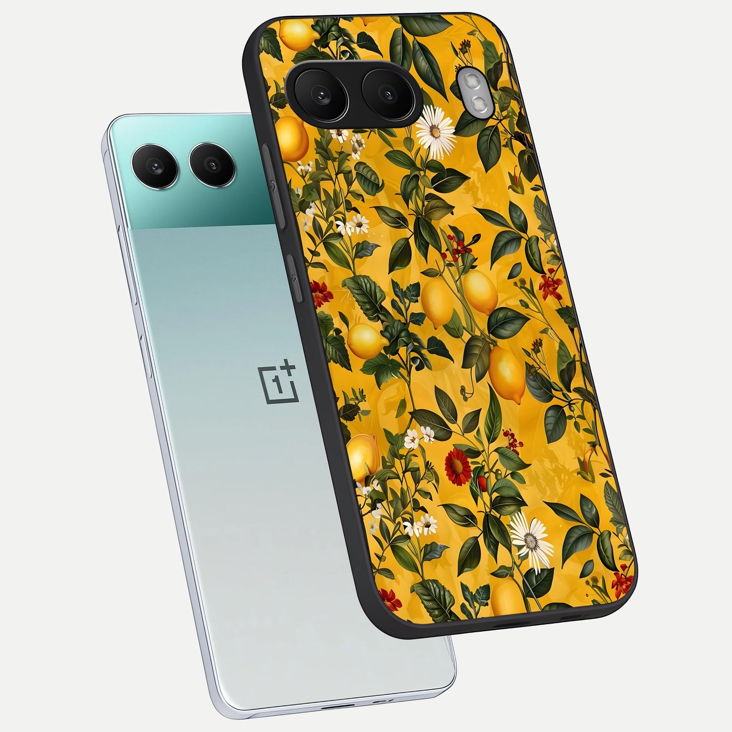  Golden Lemon Field phone case For Oneplus Nord 4 showing premium glass back cover with detailed artwork